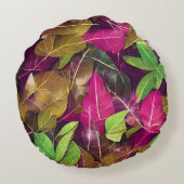 美しい秋の紅葉模様 ラウンドクッション (裏面)