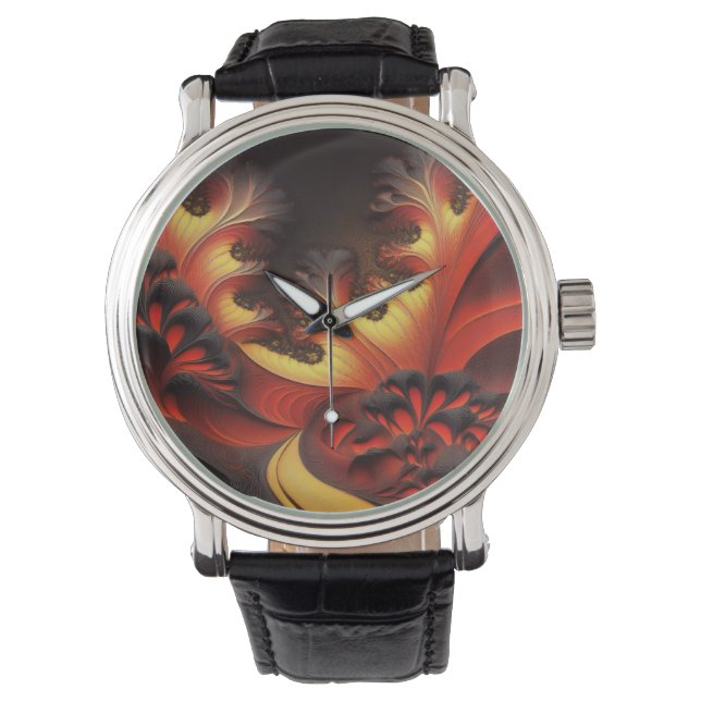 美しい秋の色のニュートンブロット 腕時計 (正面)