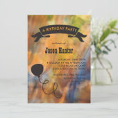 美しい秋の色彩とバルーンのアクセントが素敵な、男の子の誕生日パーティーの招待状 招待状 (スタンド正面)