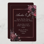 美しい秋の色彩 フラワーの結婚式招待状 セーブザデート (正面/裏面)