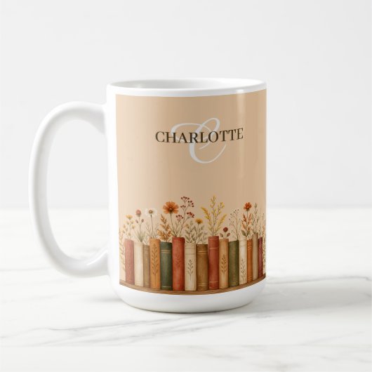 美しい秋の花の本好きの記念品 コーヒーマグカップ (左)