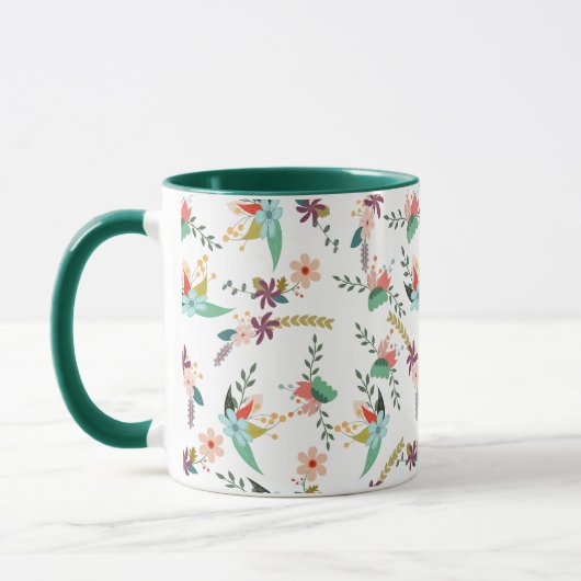美しい秋の花柄の2トーン コーヒーマグ マグカップ (左)
