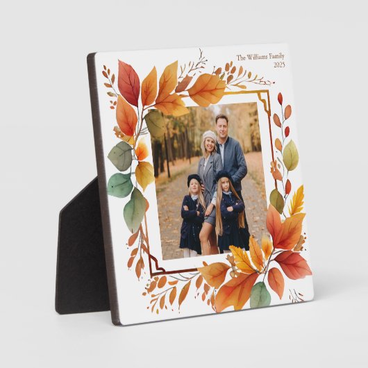 美しい秋の葉の写真の感謝祭 フォトプラーク (正面)