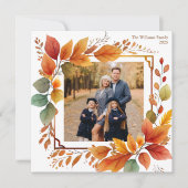 美しい秋の葉の家族の写真感謝祭 シーズンカード (正面)