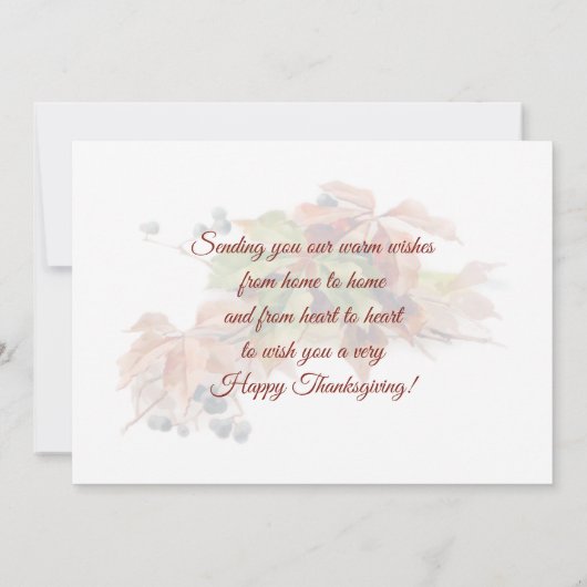 美しい秋の葉の感謝祭 シーズンカード (裏面)