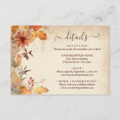美しい秋の葉花秋の結婚式詳細 エンクロージャーカード (正面)