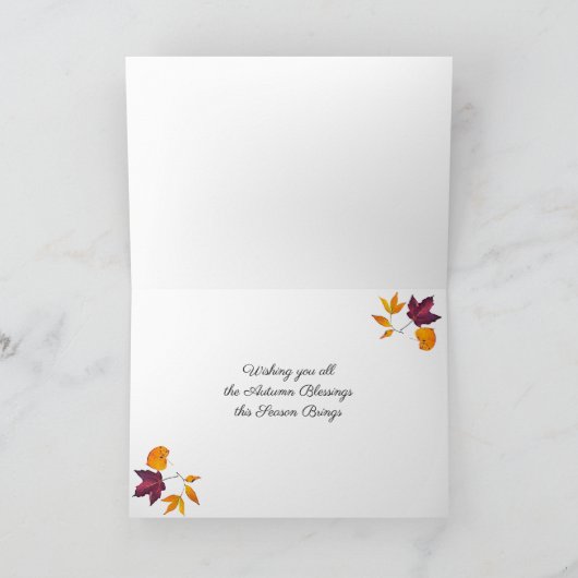 美しい秋の葉 秋の祝福 カード (内部)