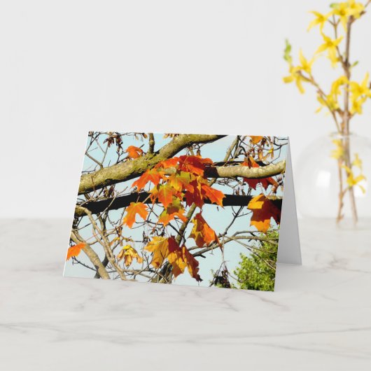 美しい秋の葉 秋の祝福 カード (黄色い花)