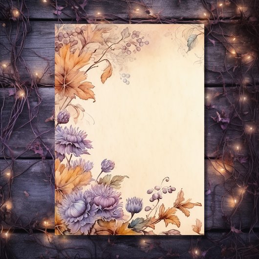 美しい秋の葉、花のヴィンテージ秋の結婚式 サンキューカード