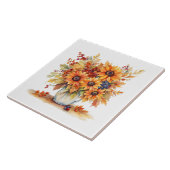 美しい秋ひまわりの花と果実の花束 タイル (側面)