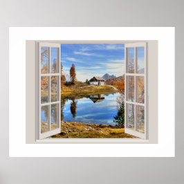 美しい秋オープンウィンドウから見たシーン ポスター