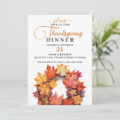 美しい秋カラーリーフリース感謝祭 招待状 (スタンド正面)
