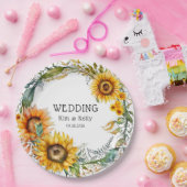 美しい秋サンフラワーズエアリーリース結婚ズ ペーパープレート (パーティー)