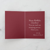 美しい秋ハッピーバースデーおばあちゃん写真 カード (内部)