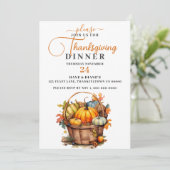 美しい秋バスケットとカボチャ感謝祭 招待状 (スタンド正面)