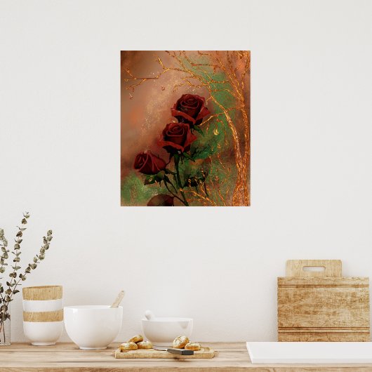 美しい秋バラ ポスター (キッチン)