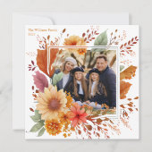美しい秋フローラファミリーフォトサンクスギビング シーズンカード (正面)