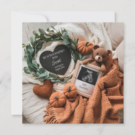 美しい秋妊娠の発表 招待状 (正面)