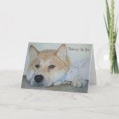 美しい秋田考える犬の カード (正面)