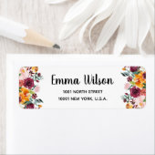 美しい秋花差出人住所ラベル ラベル (インサイチュ)