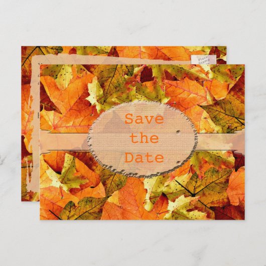 美しい秋葉色のは日付はがきを保存 案内ポストカード (正面/裏面)