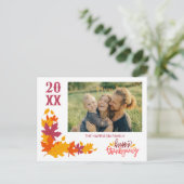 美しい秋離れの幸せな感謝祭の写真 ポストカード (スタンド正面)