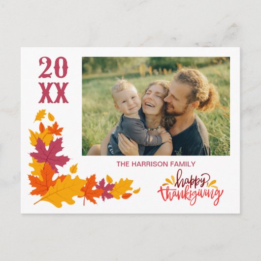 美しい秋離れの幸せな感謝祭の写真 ポストカード (正面)