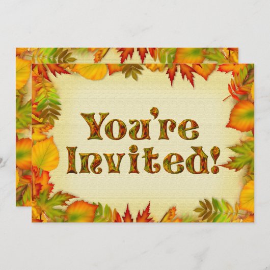 美しい秋/秋の誕生日パーティーへの招待 招待状 (正面/裏面)