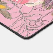 美しい穏やかなピンクと黄色のフローラ デスクマット (コーナー)