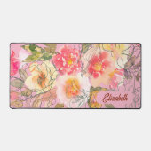 美しい穏やかなピンクと黄色の色の名前 デスクマット (正面)