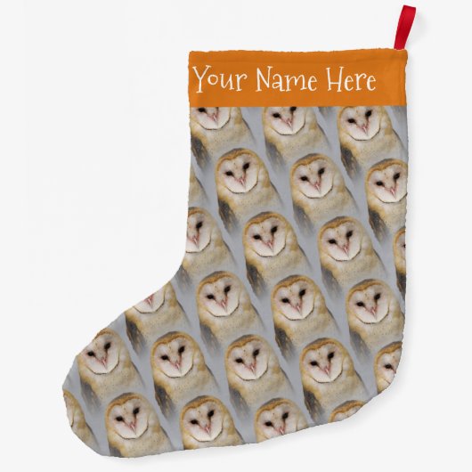 美しい穏やかな納屋フクロウ ラージクリスマスストッキング (裏面)