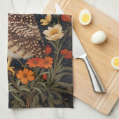 美しい穴居性アウルウィリアム・モリスインスパイア キッチンタオル (四つ折り)