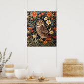 美しい穴居性アウルウィリアム・モリスインスパイア ポスター (キッチン)