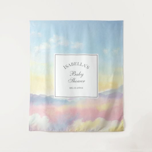 美しい空と雲の雲9赤ちゃんシャワー タペストリー (正面)