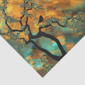 美しい空のデコパージュを持つ木の鳥 薄葉紙 (詳細)