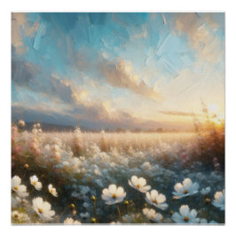 美しい空の下の白い花 ポスター