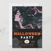 美しい空の女神ピンクブラックハロウィーン 招待状 (正面)