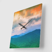 美しい空、赤い雲 スクエア壁時計 (傾斜)