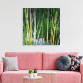 美しい竹林の緑の黄色と灰色 キャンバスプリント (インサイチュ (リビング))