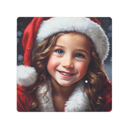 美しい笑顔の女の子サンタクロース北欧 メタルプリント