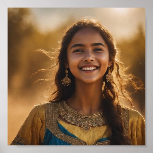 美しい笑顔の少女の壁のポスター ポスター (正面)