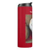 美しい笑顔の白い子犬クリスマスレッド タンブラー (回転左)