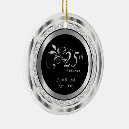 美しい第25回結婚シルバー セラミックオーナメント (右)