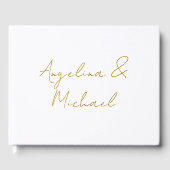 美しい筆文字のプロフェッショナルでエレガントなゴールドカラー ゲストブック (正面)