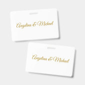 美しい筆文字のプロフェッショナルでエレガントなゴールドカラー バッジ (Front & Back)