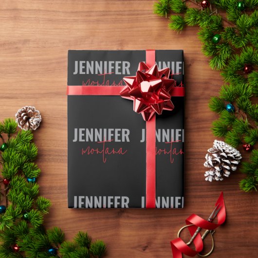 美しい筆文字 おしゃれな名前を自分で追加 ラッピングペーパー (クリスマスギフト)