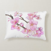 美しい筆記体のピンクの水彩画の桜 アクセントクッション (裏面)