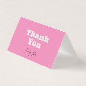 美しい筆記体の名前入りエレガントピンクの感謝カード (正面)
