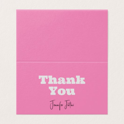 美しい筆記体の名前入りエレガントピンクの感謝カード (外部フラット)