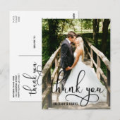 美しい筆記体の結婚式のお礼 ポストカード (正面/裏面)